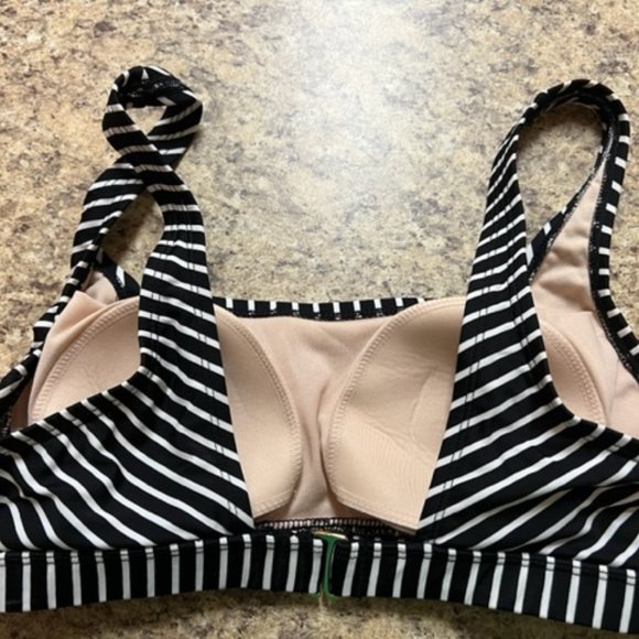 Kona Sol Bikini Top Striped Black and White - Picture 2 of 4